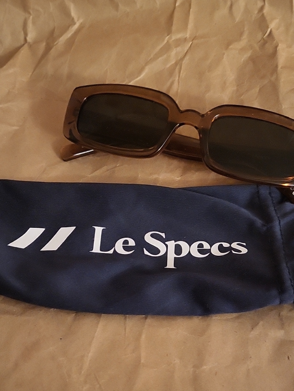 Le Specs Tan Rectangular Sunglasses Dynamite Tobacco